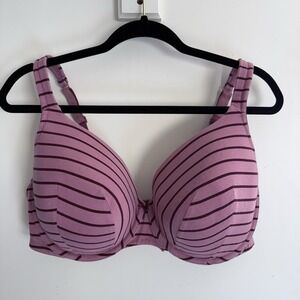 Cacique 42DD‎ Pink Purple Stripe Underwire Full Coverage Bra